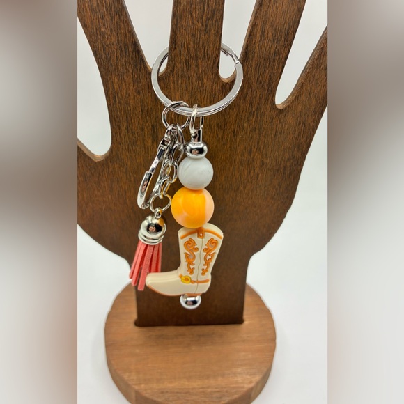 Handmade Accessories - Cowboy Boot Keychain with Beads
